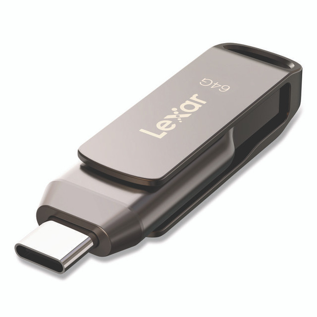 LEXAR MEDIA INC. LJDD40064GB JumpDrive D400 USB 3.1 Flash Drive, 64 GB, Titanium