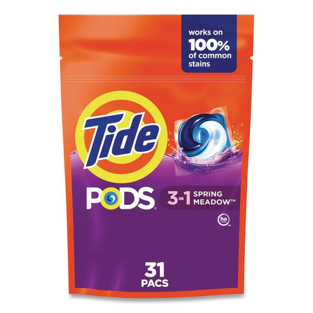 PROCTER & GAMBLE Tide® 93123CT Pods, HE Compatible, Laundry Detergent, Spring Meadow, 31/Pack, 4 Packs/Carton