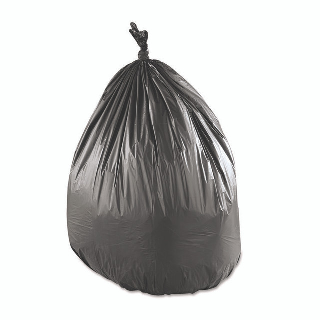 INTEGRATED BAGGING SYSTEMS Inteplast Group SLW3858SPK-C Low-Density Commercial Can Liners, 60 gal, 1.15 mil, 38" x 58", Black, Interleaved Roll, 25 Bags/Roll, 4 Rolls/Carton