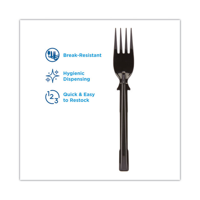 GEORGIA PACIFIC Dixie® DUSSPF5 SmartStock Tri-Tower Dispensing System Cutlery, Forks, Mediumweight, Polypropylene, Black, 40/Pack, 24 Packs/Carton