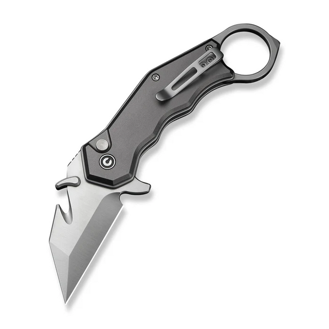 CIVIVI Knives C24018-1 Amaroq Flipper & Thumb Stud & Button Lock Knife Gray Aluminum Handle (2.11"" Satin Finished Nitro-V Blade)
