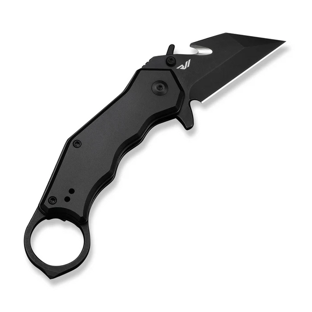 CIVIVI Knives C24018-2 Amaroq Flipper & Thumb Stud & Button Lock Knife Black Aluminum Handle (2.11"" Black Stonewashed Nitro-V Blade)