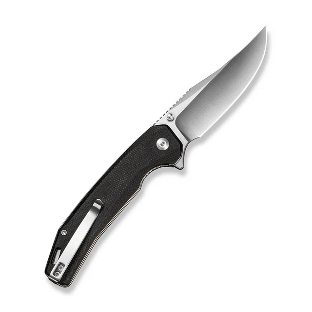 SENCUT S25038-2 Vornix Flipper Knife Black Canvas Micarta Handle (3.65"" Satin Finished 9Cr18MoV Blade)