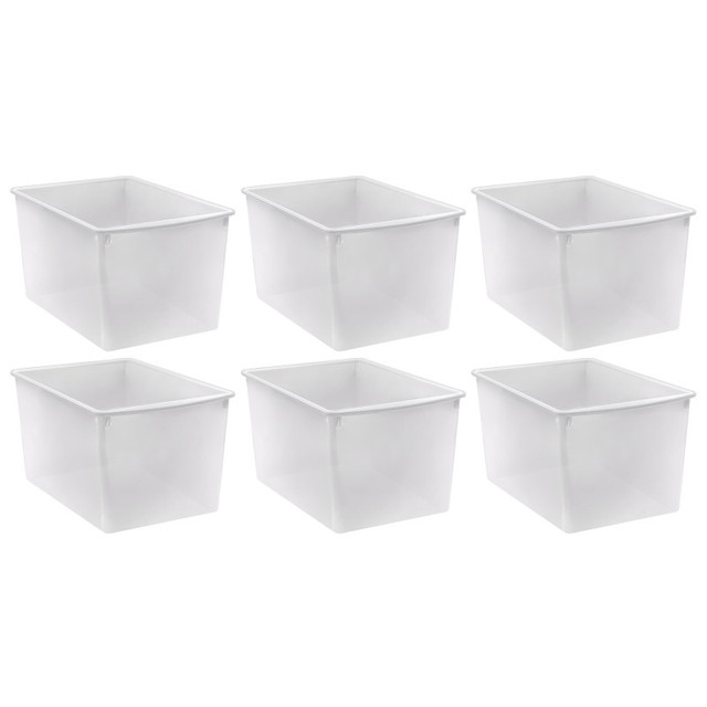TEACHER CREATED RESOURCES Teacher Created Resources® Plastic Multi-Purpose Bin, Clear, Pack of 6 TEACHER CREATED RESOURCES Teacher Created Resources® Plastic Multi-Purpose Bin, Clear, Pack of 6