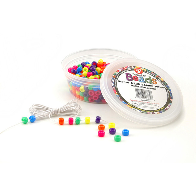 HYGLOSS PRODUCTS INC. Hygloss® Bucket O’ Beads, Neon Barrel, 6 x 9 mm, Pack of 375