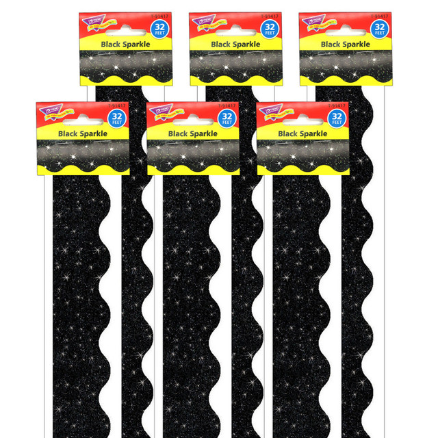 TREND ENTERPRISES INC. TREND Black Sparkle Terrific Trimmers®, 32.5' Per Pack, 6 Packs