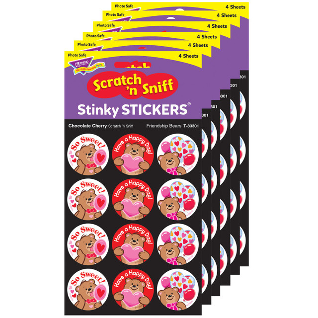 TREND ENTERPRISES INC. TREND Friendship Bears/Chocolate Cherry Stinky Stickers®, 48 Per Pack, 6 Packs