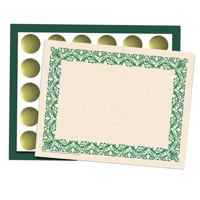 FLIPSIDE Hayes Publishing Art Deco Set -Green Border Paper, Plain Folders, Gold Seals