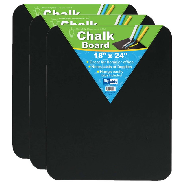 FLIPSIDE Flipside Products Chalk Board, Black, 18" x 24", Pack of 3