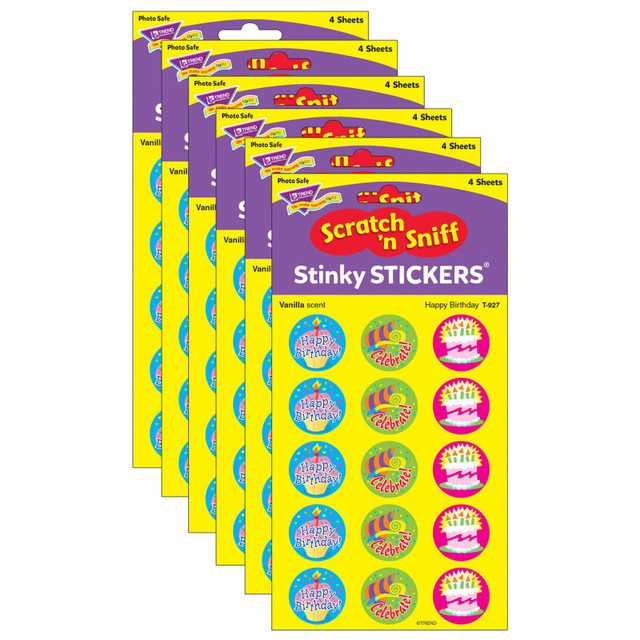 TREND ENTERPRISES INC. TREND Happy Birthday/Vanilla Stinky Stickers®, 60 Per Pack, 6 Packs