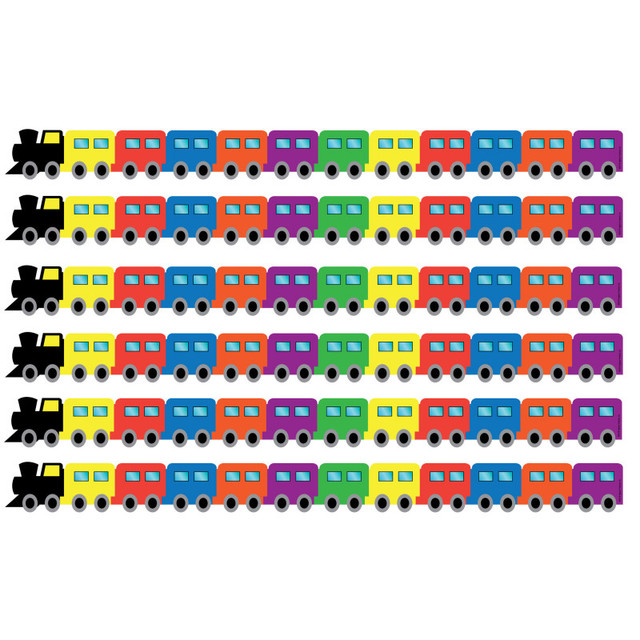 HYGLOSS PRODUCTS INC. Hygloss® Train Die-Cut Border, 12 Strips/36 Feet Per Pack, 6 Packs