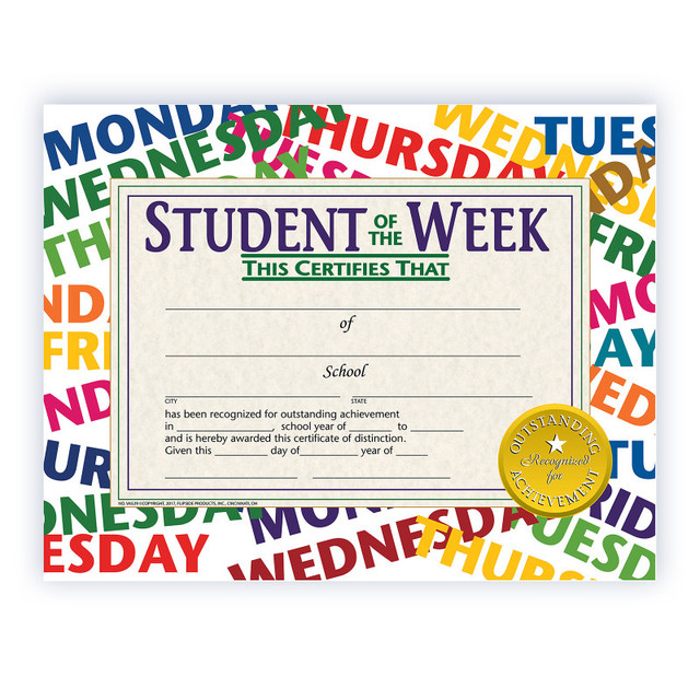 FLIPSIDE Hayes Publishing Student of the Week Certificate, 8.5" x 11", Pack of 30