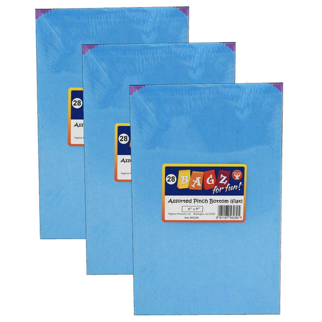 HYGLOSS PRODUCTS INC. Hygloss® Pinch Bottom Bags, Assorted Colors, 6" x 9", 28 Per Pack, 3 Packs