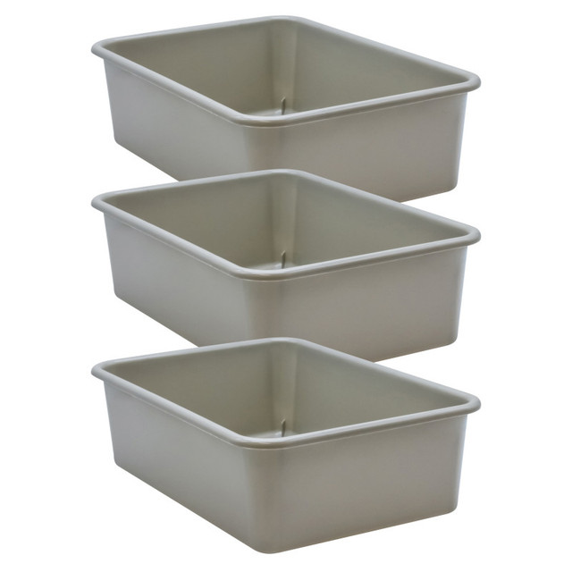 TEACHER CREATED RESOURCES Teacher Created Resources® Gray Large Plastic Storage Bin, Pack of 3