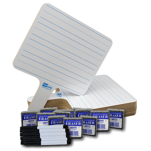 FLIPSIDE Flipside Products Two-Sided Rectangular Dry Erase Writing Paddles, Pens, and Erasers, Class Pack of 12 FLIPSIDE Flipside Products Two-Sided Rectangular Dry Erase Writing Paddles, Pens, and Erasers, Class Pack of 12