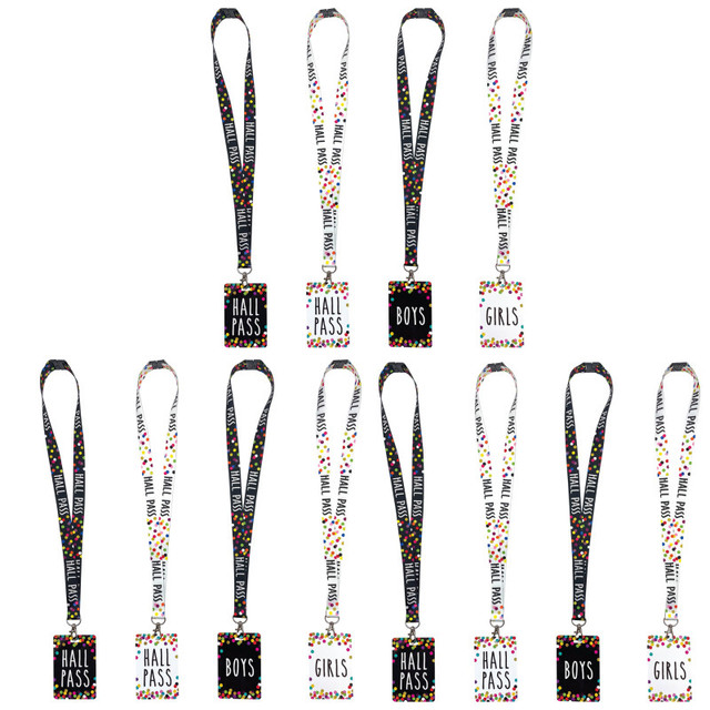 TEACHER CREATED RESOURCES Teacher Created Resources® Confetti Hall Pass with Lanyard, 4 Per Pack, 3 Packs