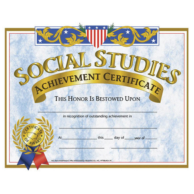 FLIPSIDE Hayes Publishing Social Studies Achievement Certificate, 8.5" x 11", Pack of 30