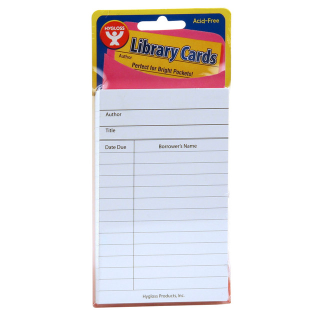 HYGLOSS PRODUCTS INC. Hygloss® Bright Library Cards, White, Pack of 50