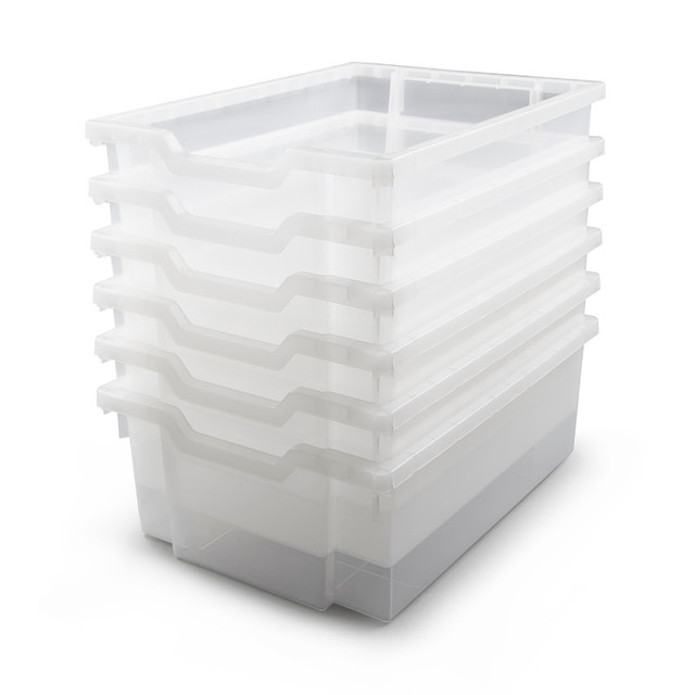 GRATNELLS LLC Gratnells Deep F2 Tray, Translucent, 12.3" x 16.8" x 5.9", Heavy Duty School, Industrial & Utility Bins, Pack of 6