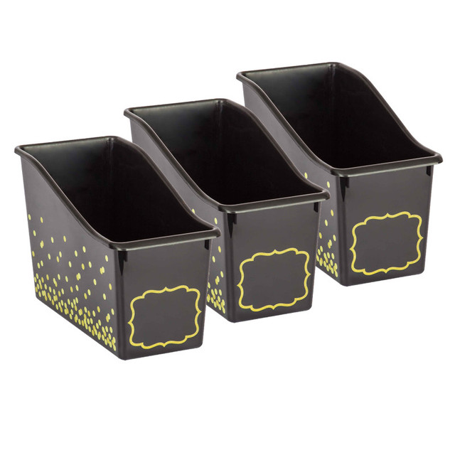 TEACHER CREATED RESOURCES Teacher Created Resources® Black Confetti Plastic Book Bin, Pack of 3