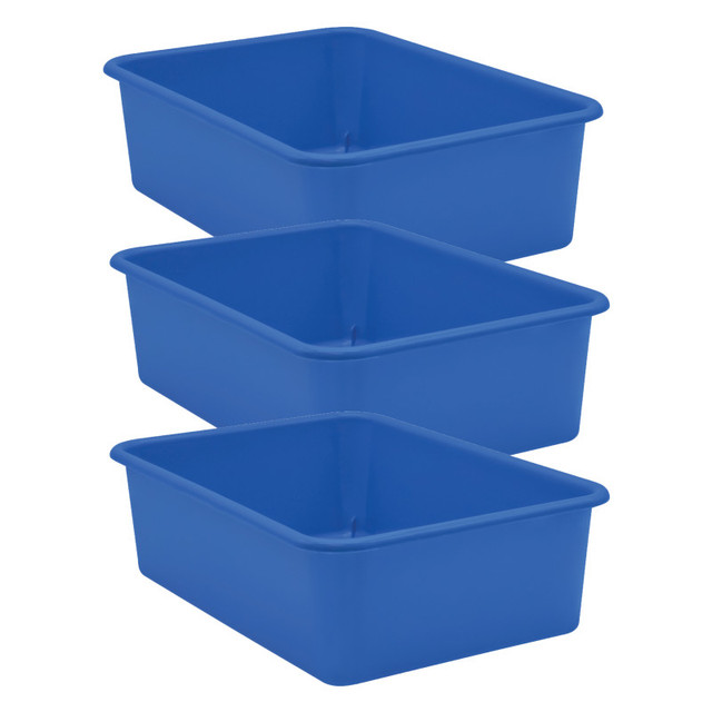 TEACHER CREATED RESOURCES Teacher Created Resources® Blue Large Plastic Storage Bin, Pack of 3