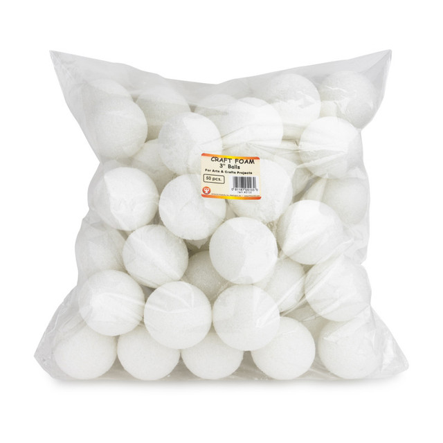 HYGLOSS PRODUCTS INC. Hygloss® Craft Foam Balls, 3 Inch, White, Pack of 50