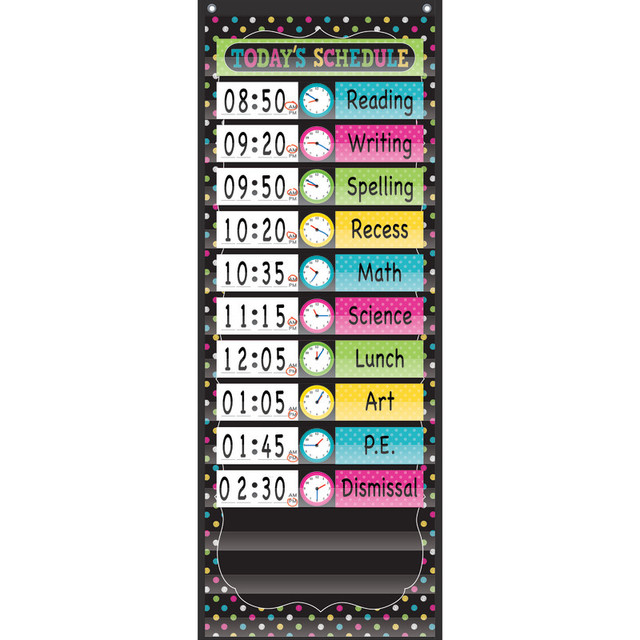 TEACHER CREATED RESOURCES Teacher Created Resources® Chalkboard Brights 14 Pocket Daily Schedule Pocket Chart, 13" x 34"