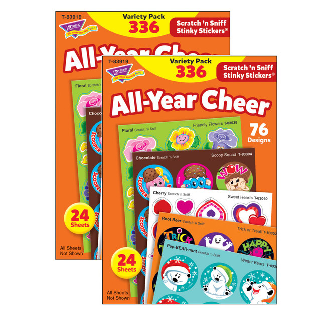 TREND ENTERPRISES INC. TREND All Year Cheer Stinky Stickers® Variety Pack, 336 Count Per Pack, 2 Packs