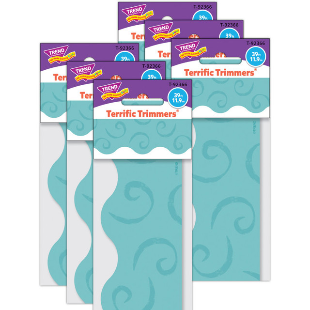 TREND ENTERPRISES INC. TREND Teal Swirls Terrific Trimmers®, 39 Feet Per Pack, 6 Packs