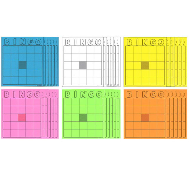 HYGLOSS PRODUCTS INC. Hygloss® Blank Bingo Cards, Assorted Colors, 7-1/2" x 8-3/4", Pack of 36