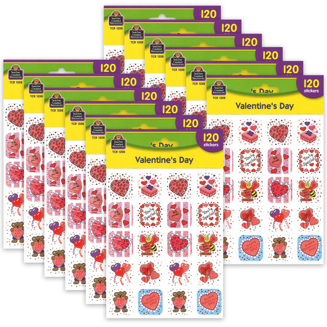 TEACHER CREATED RESOURCES Teacher Created Resources® Valentines Day Stickers, 120 Per Pack, 12 Packs