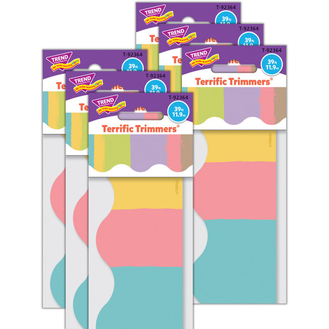 TREND ENTERPRISES INC. TREND Cheerful Stripes Terrific Trimmers®, 39 Feet Per Pack, 6 Packs
