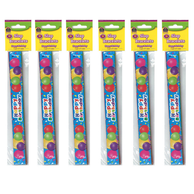 TEACHER CREATED RESOURCES Teacher Created Resources® Happy Birthday Balloons Slap Bracelets, 10 Per Pack, 6 Packs