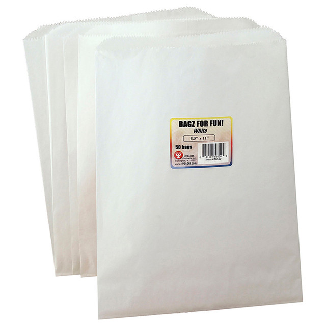 HYGLOSS PRODUCTS INC. Hygloss® White Pinch Bottom Bags, 8.5" x 11", 50 bags