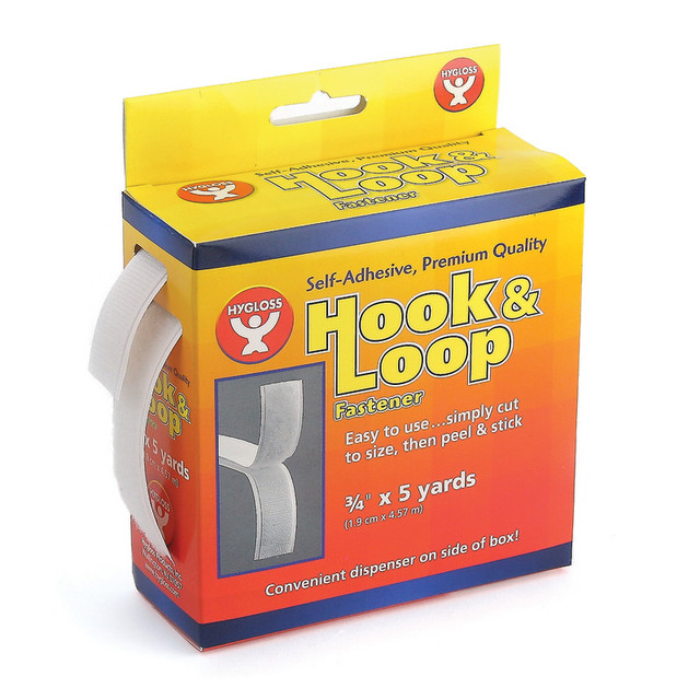 HYGLOSS PRODUCTS INC. Hygloss® Self-Adhesive Hook & Loop Fastener Roll, 3/4" x 5 yds.