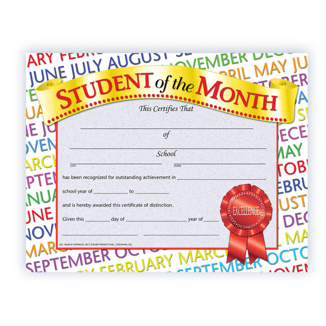 FLIPSIDE Hayes Publishing Student of the Month Award Certificate, 8.5" x 11", Pack of 30
