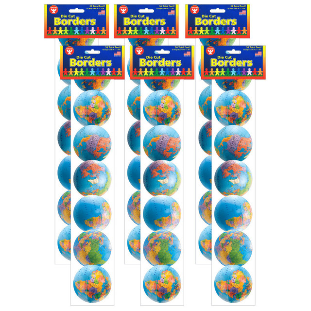HYGLOSS PRODUCTS INC. Hygloss® Globes Border, 36 Feet Per Pack, 6 Packs
