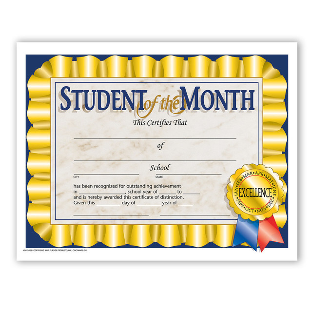 FLIPSIDE Hayes Publishing Student of the Month Certificate, 8.5" x 11", Pack of 30