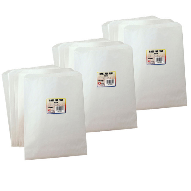 HYGLOSS PRODUCTS INC. Hygloss® Pinch Bottom Paper Bags, 8.5" x 11", White, 50 Per Pack, 3 Packs