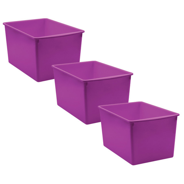 TEACHER CREATED RESOURCES Teacher Created Resources® Purple Plastic Multi-Purpose Bin, Pack of 3