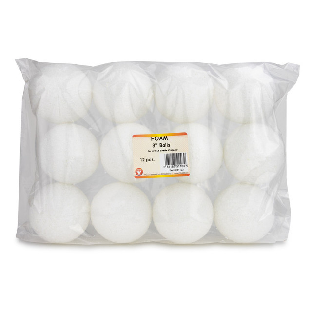 HYGLOSS PRODUCTS INC. Hygloss® Craft Foam Balls, 3 Inch, White, Pack of 12