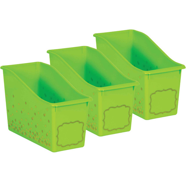 TEACHER CREATED RESOURCES Teacher Created Resources® Lime Confetti Plastic Book Bin, Pack of 3