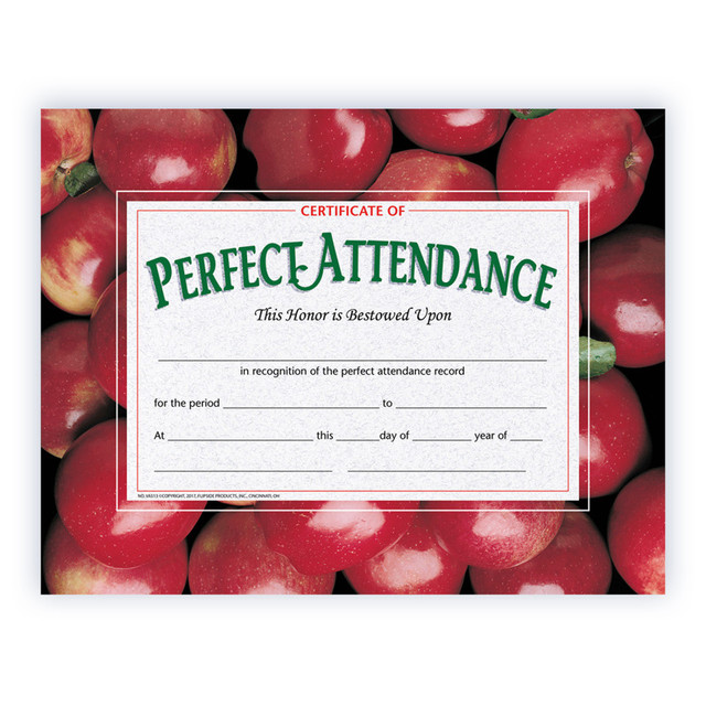 FLIPSIDE Hayes Publishing Certificate of Perfect Attendance, 8.5" x 11", Pack of 30