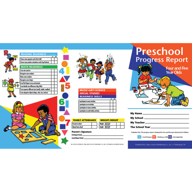 FLIPSIDE Hayes Publishing Preschool Progress Report Cards, 10 Per Pack (Ages 4-5)