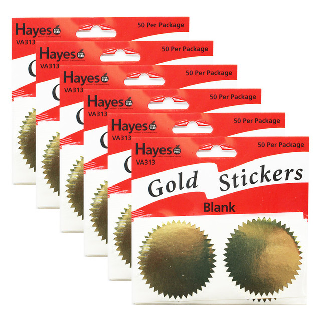 FLIPSIDE Hayes Publishing Blank 2" Gold Certificate Seals, 50 Per Pack, 6 Packs