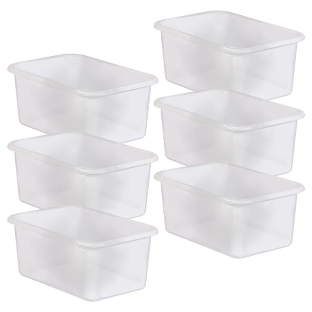 TEACHER CREATED RESOURCES Teacher Created Resources® Small Plastic Storage Bin, Clear, Pack of 6