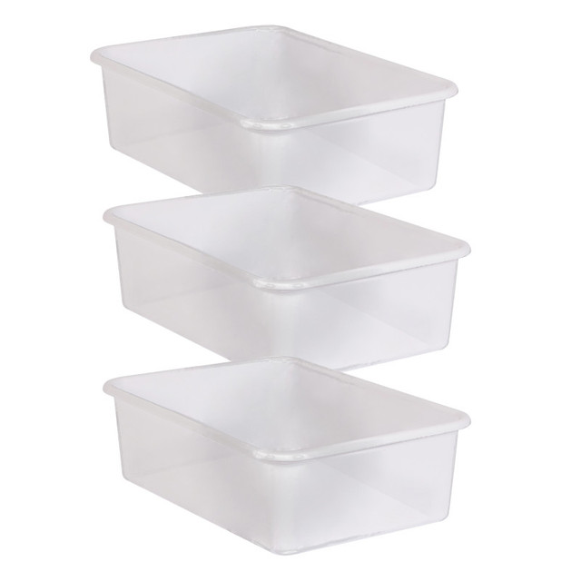 TEACHER CREATED RESOURCES Teacher Created Resources® Large Plastic Storage Bin, Clear, Pack of 3 TEACHER CREATED RESOURCES Teacher Created Resources® Large Plastic Storage Bin, Clear, Pack of 3