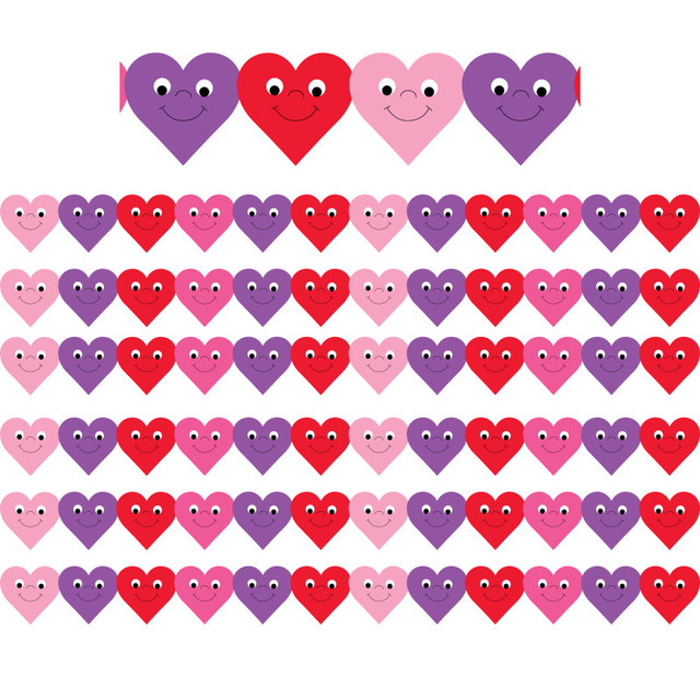 HYGLOSS PRODUCTS INC. Hygloss® Happy Hearts Die-Cut Classroom Border, 36 Feet Per Pack, 6 Packs