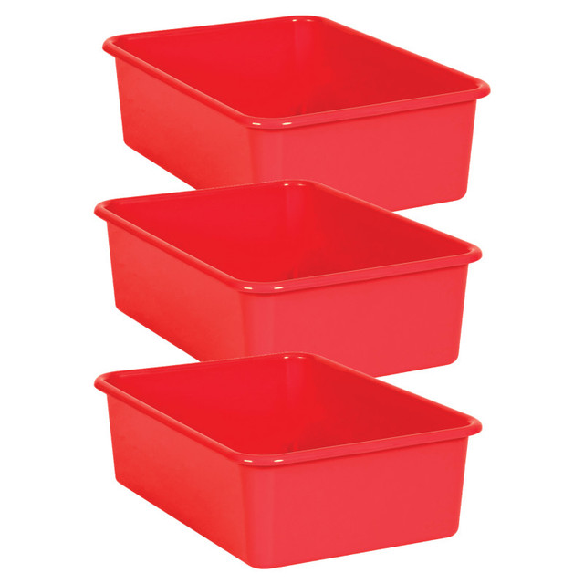 TEACHER CREATED RESOURCES Teacher Created Resources® Red Large Plastic Storage Bin, Pack of 3