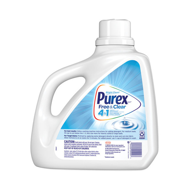 PUREX 05020 Free and Clear Liquid Laundry Detergent, Unscented, 150 oz Bottle, 4/Carton